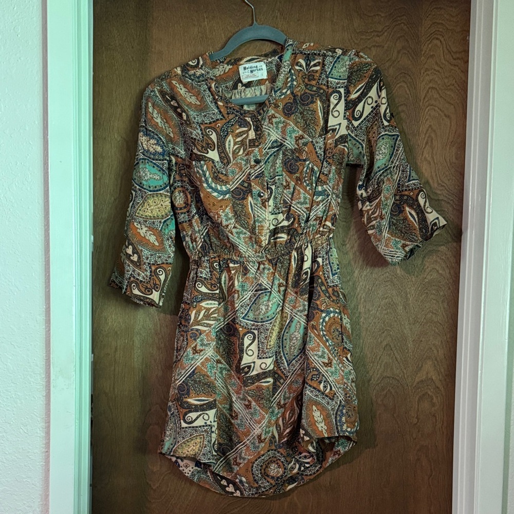 Anthropologie Holding Horses Paisley Print Elastic Waist Dress